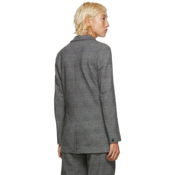 Rag & Bone Ames Gray Plaid Blazer Cotton Stretch Single Button size 16 - Picture 3 of 13